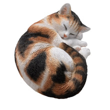 Load image into Gallery viewer, Sleeping Calico Cat Garden Statue
