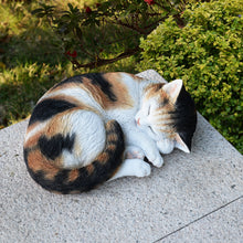 Load image into Gallery viewer, Sleeping Calico Cat Garden Statue
