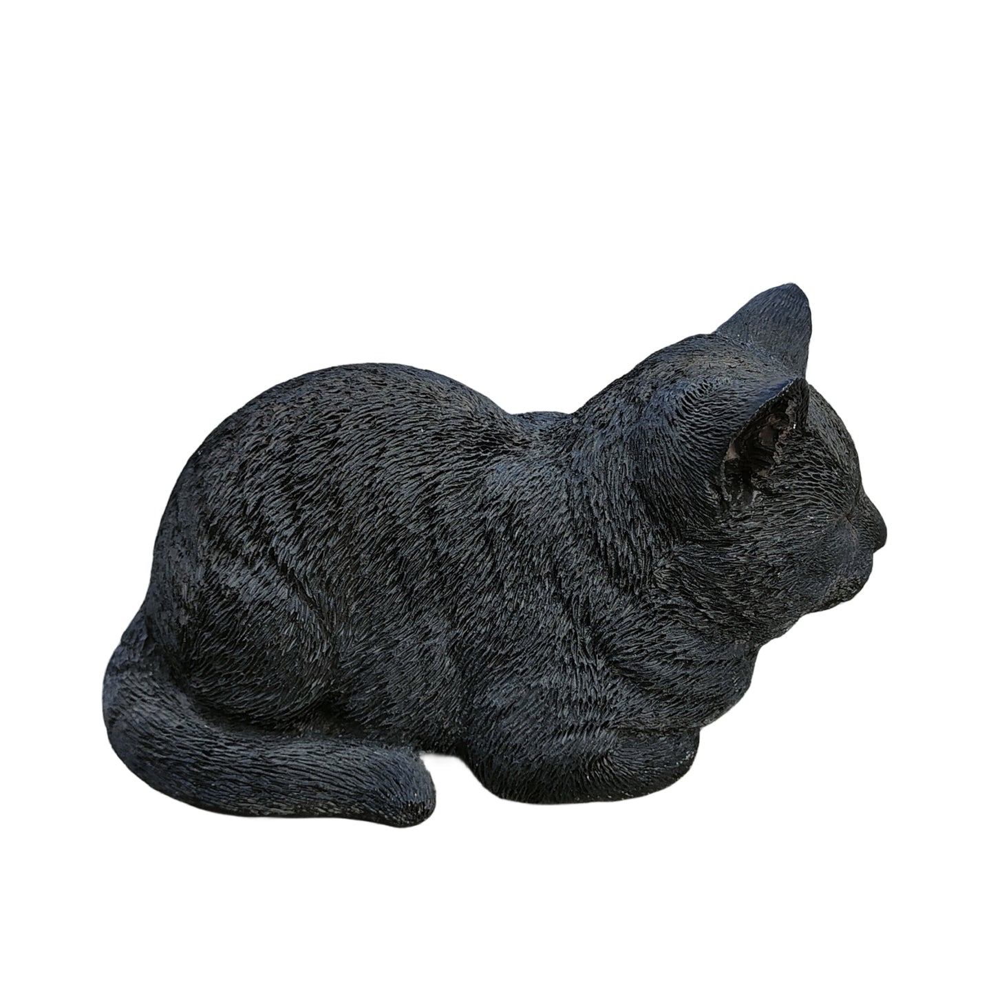 Serenity Snooze: Chic Black Polyresin Napping Cat Figurine