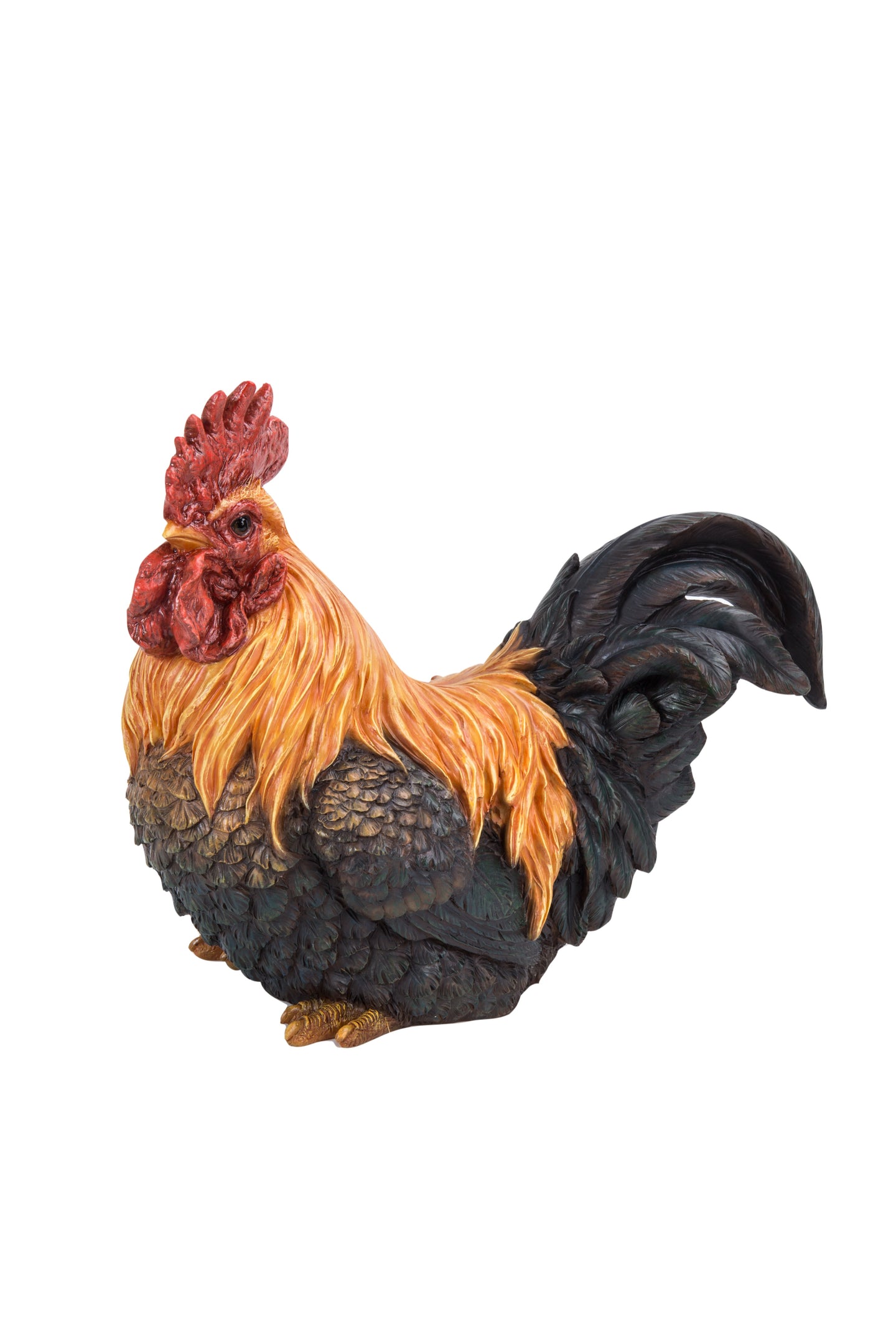 Squatting Rooster Statue