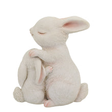 Load image into Gallery viewer, Tender Moments: Polyresin Mother &amp; Baby Rabbit Figurine in Elegant White
