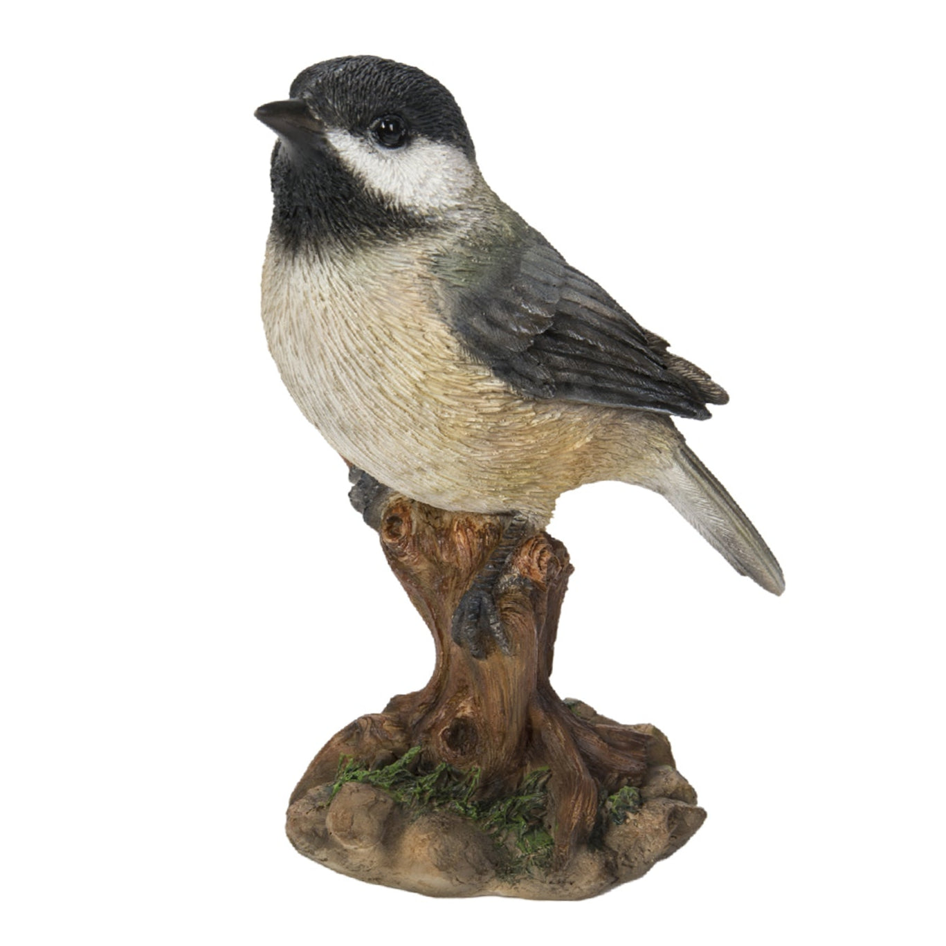 Chickadee Peeking On Stump Garden Statue
