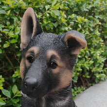 Load image into Gallery viewer, Adorable Shepherd Pup: Polyresin Figurine in Black and Brown
