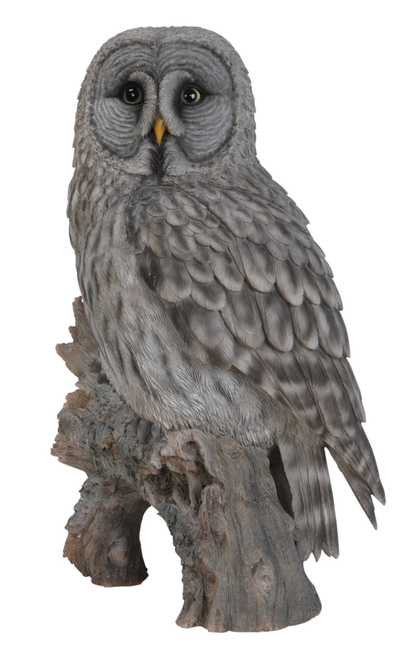 Grey Owl On Stump Statue