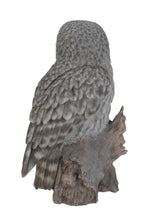 Load image into Gallery viewer, Grey Owl On Stump Statue
