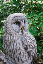 Load image into Gallery viewer, Grey Owl On Stump Statue
