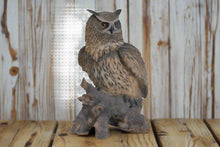 Load image into Gallery viewer, Eagle Owl On Stump Statue
