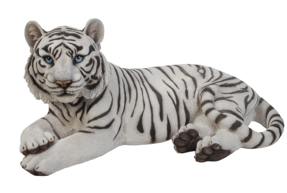 White Tiger Laying Down Statue