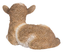 Load image into Gallery viewer, Small Brown &amp; White Baby Lamb Lying Down
