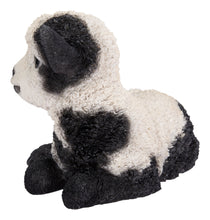 Load image into Gallery viewer, Small Black &amp; White Baby Lamb Lying Down
