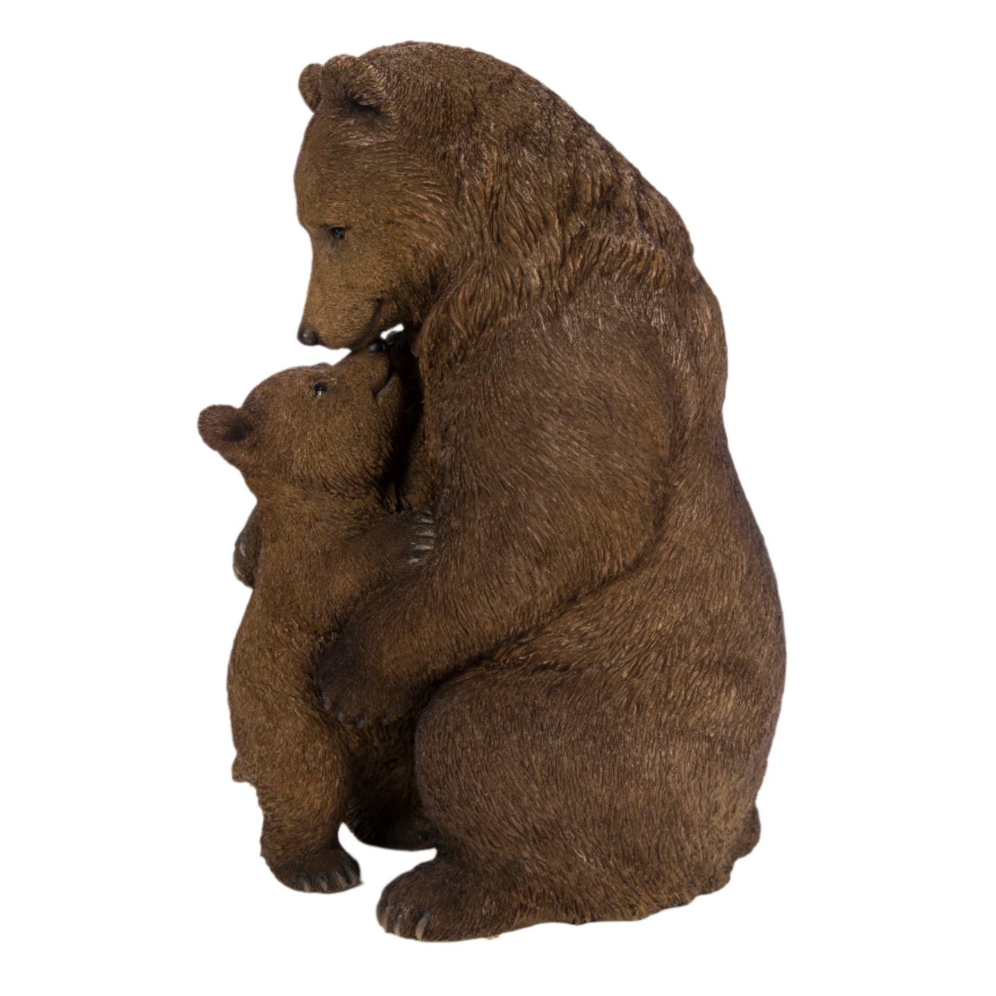 Cuddling Mother And Baby Bear Garden Statue - Brown