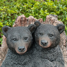 Load image into Gallery viewer, 87957-L - Stump Cubs Duo: Playful Polyresin Black Bear Figurine Set
