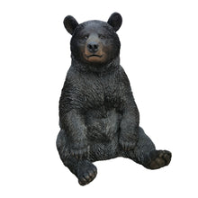 Load image into Gallery viewer, Onyx Guardian: Majestic Black Polyresin Sitting Bear Figurine
