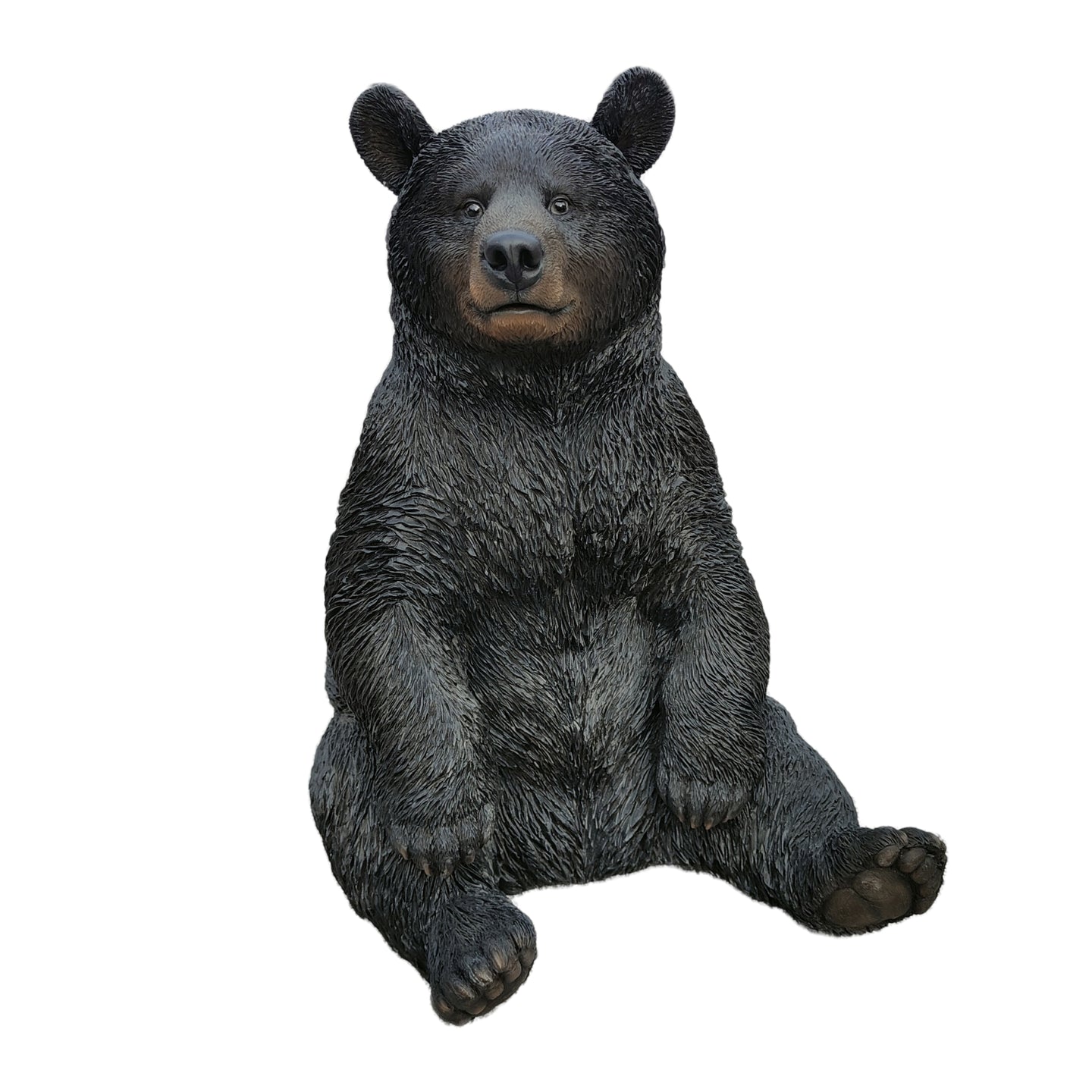 Onyx Guardian: Majestic Black Polyresin Sitting Bear Figurine