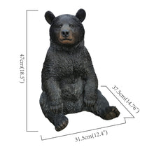 Load image into Gallery viewer, Onyx Guardian: Majestic Black Polyresin Sitting Bear Figurine

