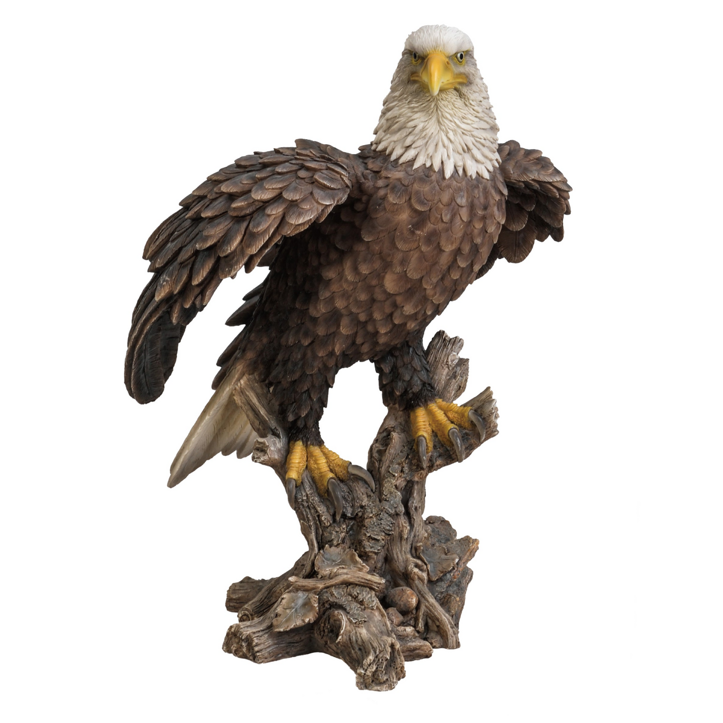 Bald Eagle On Stump W/Wings Out Statue