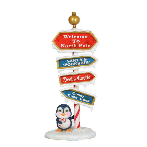 North Pole Sign With Baby Penguin