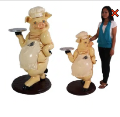PH Studio: Pig in Chefs Hat Holding Serving Tray - MOQ Inquire