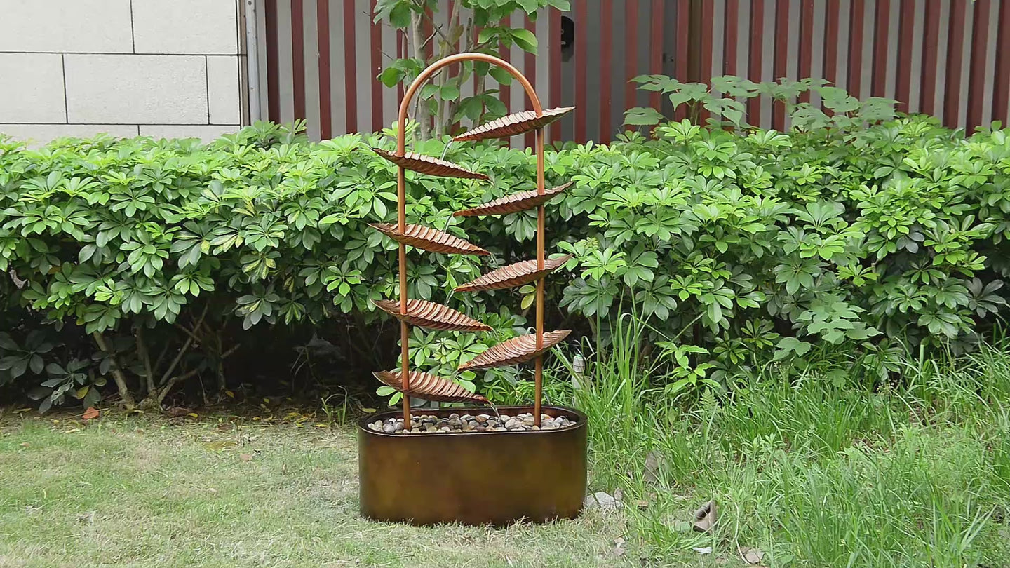 Rustic Metal Leaf Fountain - Outdoor