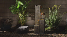 Load and play video in Gallery viewer, 34&quot; Wooden Texture Cascading Water Fountain Indoor/Outdoor Use
