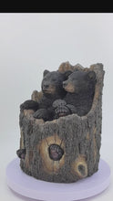 Load and play video in Gallery viewer, 87957-L - Stump Cubs Duo: Playful Polyresin Black Bear Figurine Set
