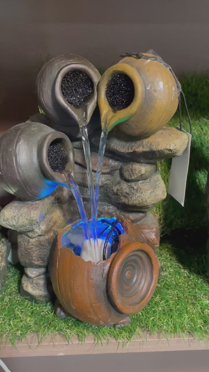 Fountain-3 Jugs Pour Into One W/RGB Light
