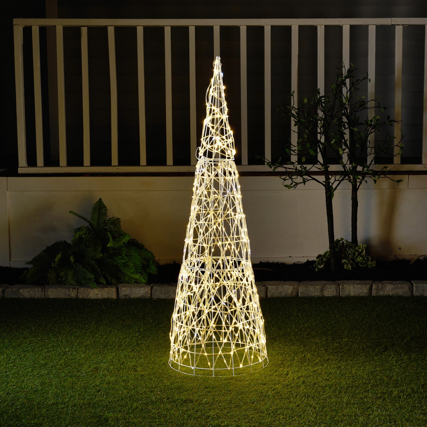 37522-S - Twinkling 480 LED Christmas Cone Tree with Warm White & Cold White Lights