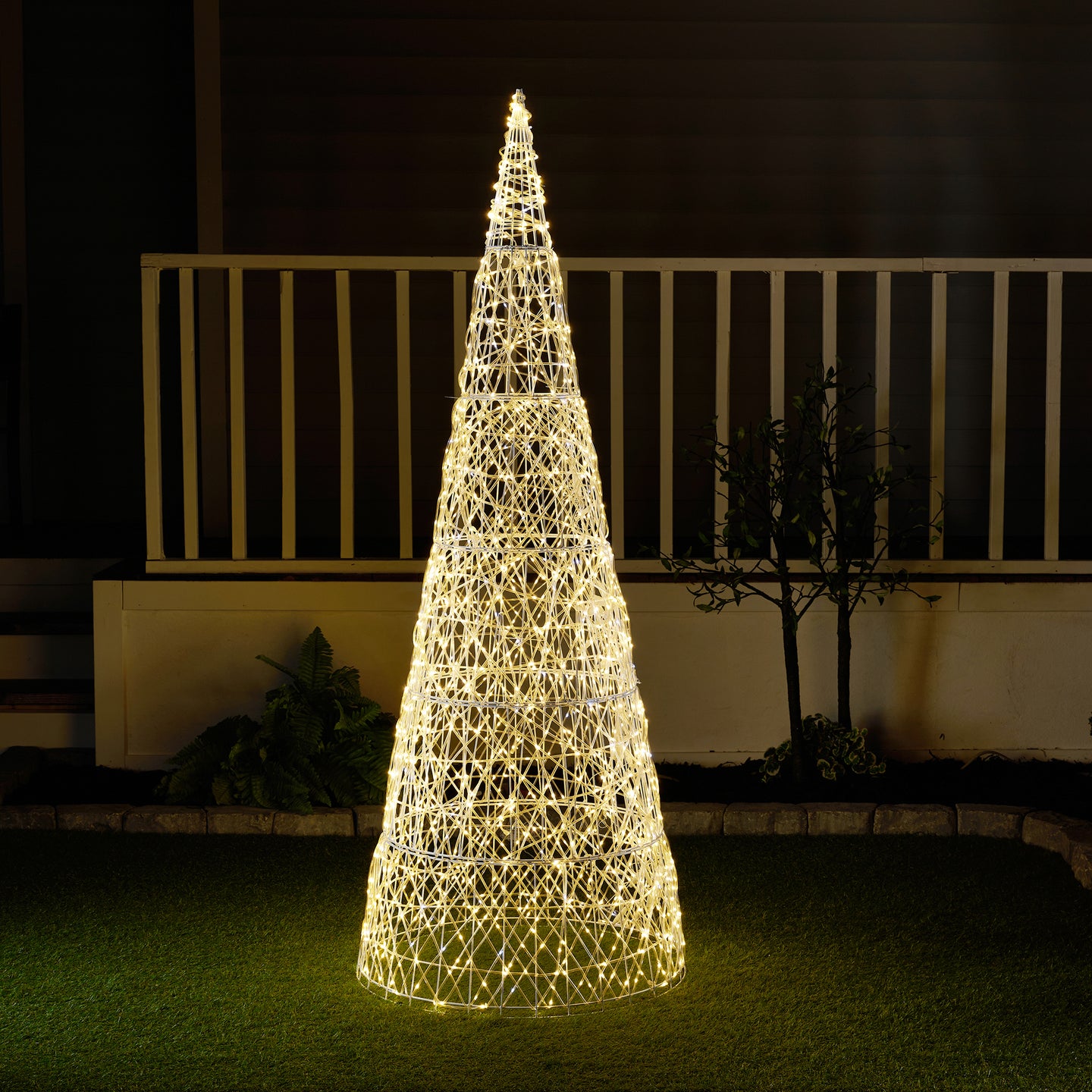 37522-L - Twinkling 1450 LED Christmas Cone Tree with Warm White & Cold White Lights