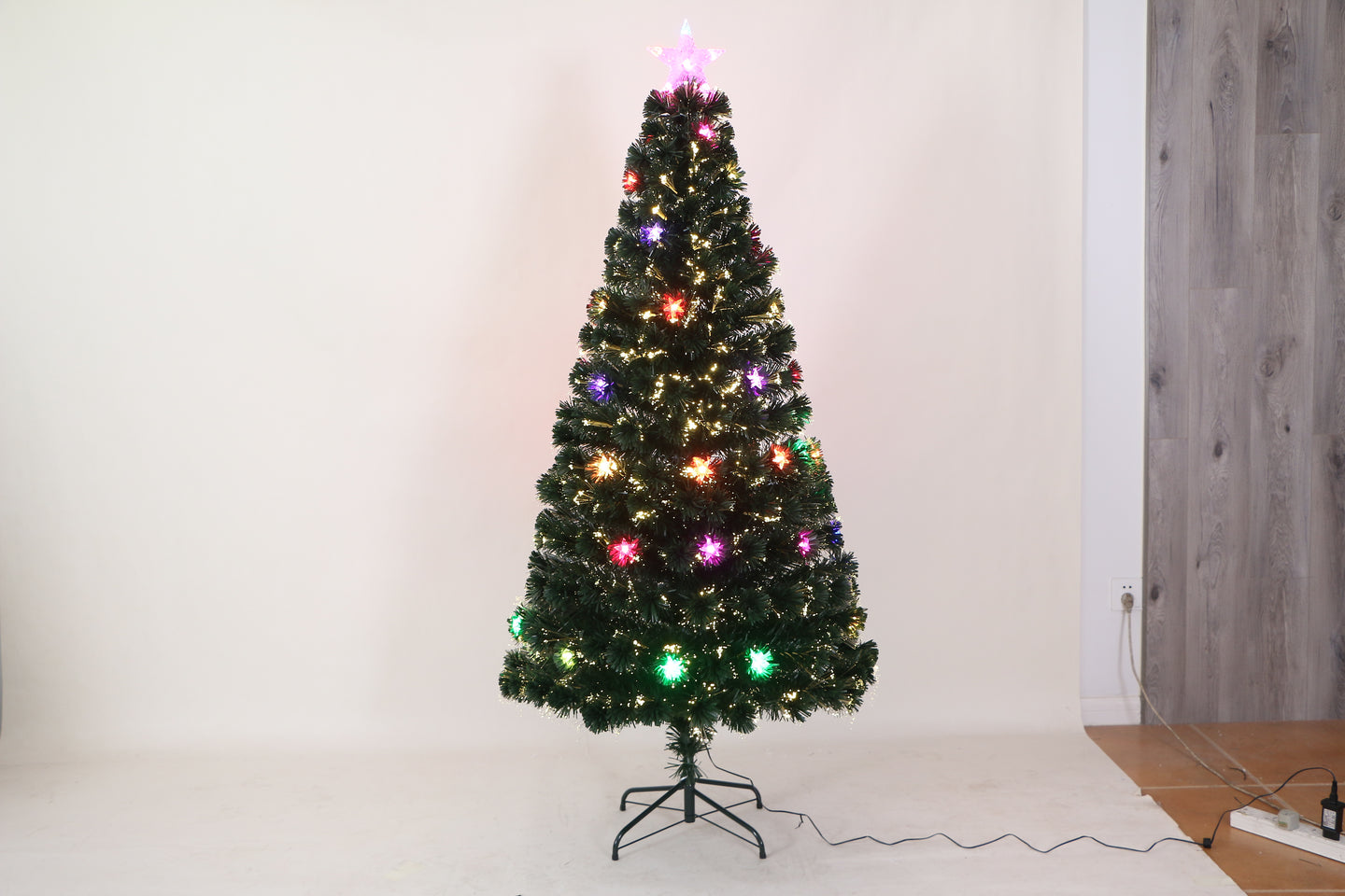 37495-M6 - Green Christmas Tree with Star - Multicolor Lights