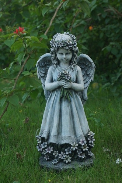75596-B - Standing Angel Holding Flowers