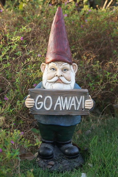 75616-S - Gnome Holds Go Away Sign