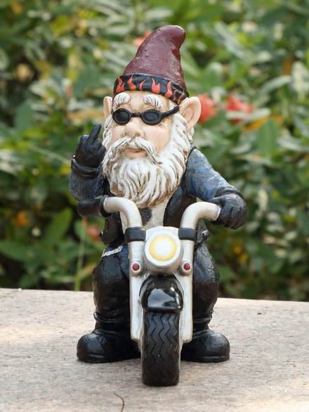 75616-X - Gnome W/Middle Finger Riding Motorcycle (Hi-Line Exclusive)