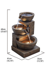 Load image into Gallery viewer, Cascading Bowl Fountain with Dual Warm White LEDs - Brown
