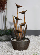 Load image into Gallery viewer, Tiered Leaves Stainless Metal Fountain Outdoor 35 Hi-Line Gift Ltd.
