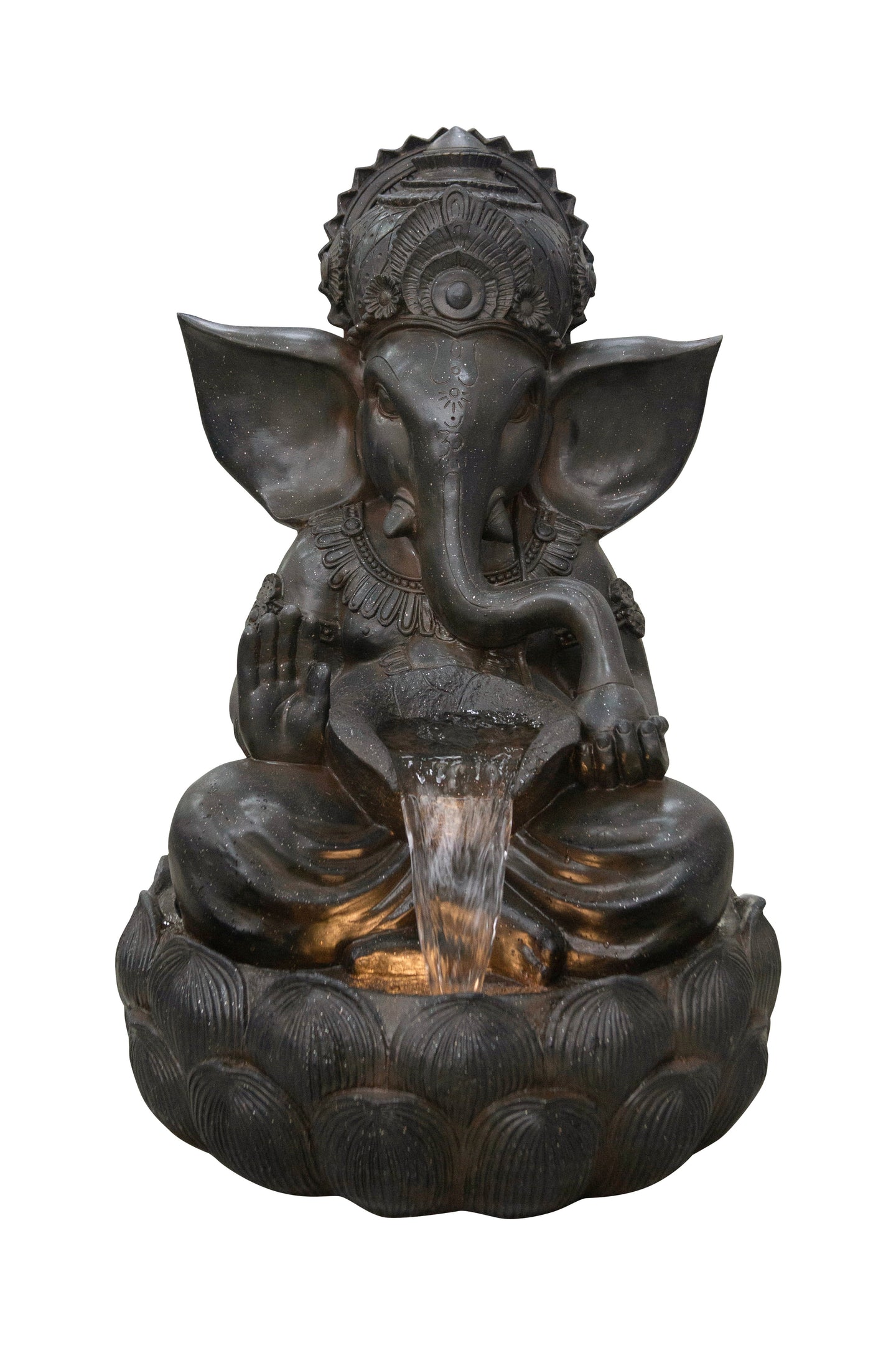 35in Ganesha Sculptural Outdoor Fountain With Ww Leds Hi-Line Gift Ltd.