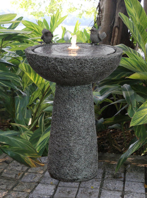 Natural Finish Bird Bath Fountain Outdoor With Warm White Led Hi-Line Gift Ltd.