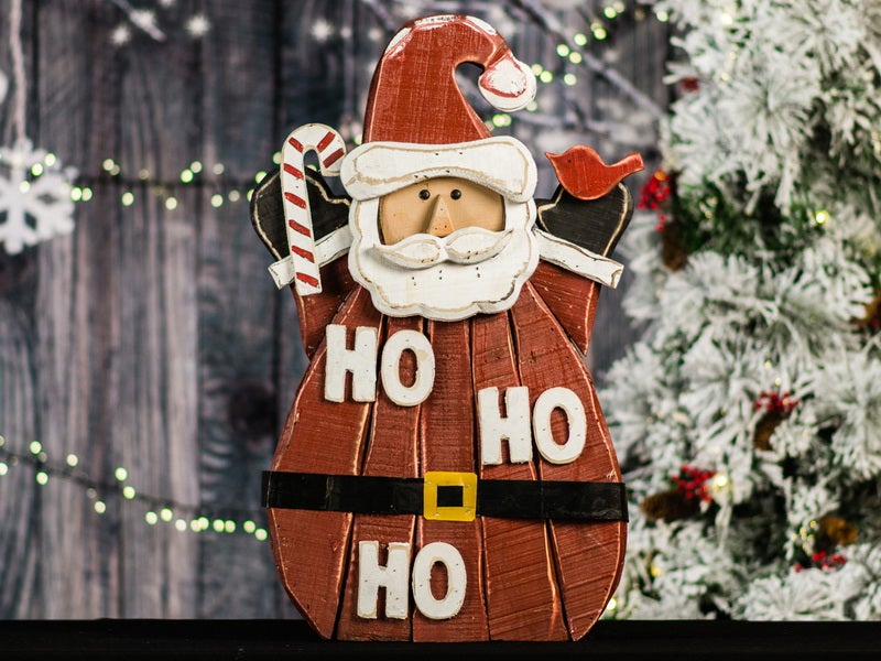 85255-C - Wooden Santa Ho Ho Ho 29 Inch H In/Outdoor