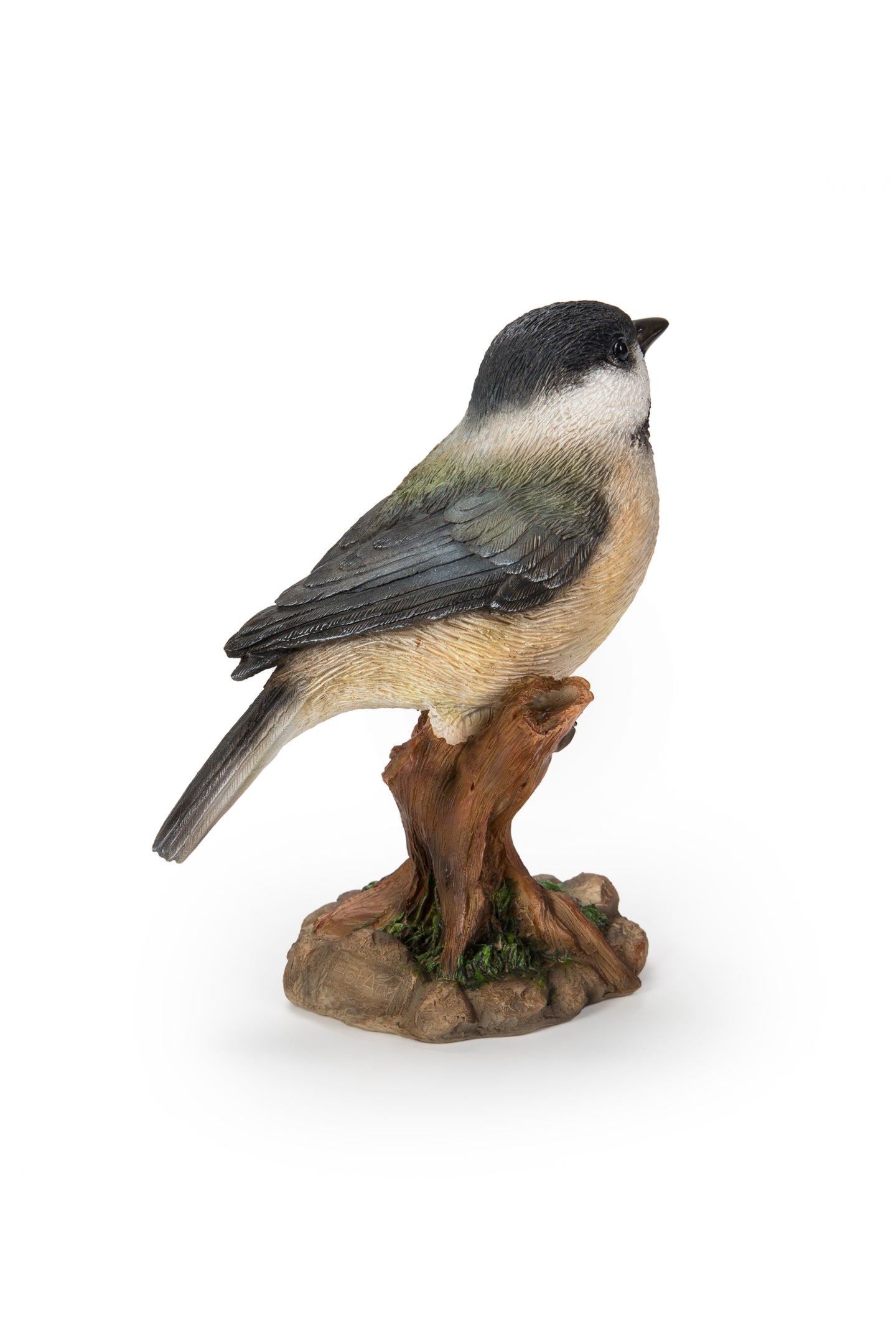 87758-Q - Chickadee Peeking On Stump Garden Statue